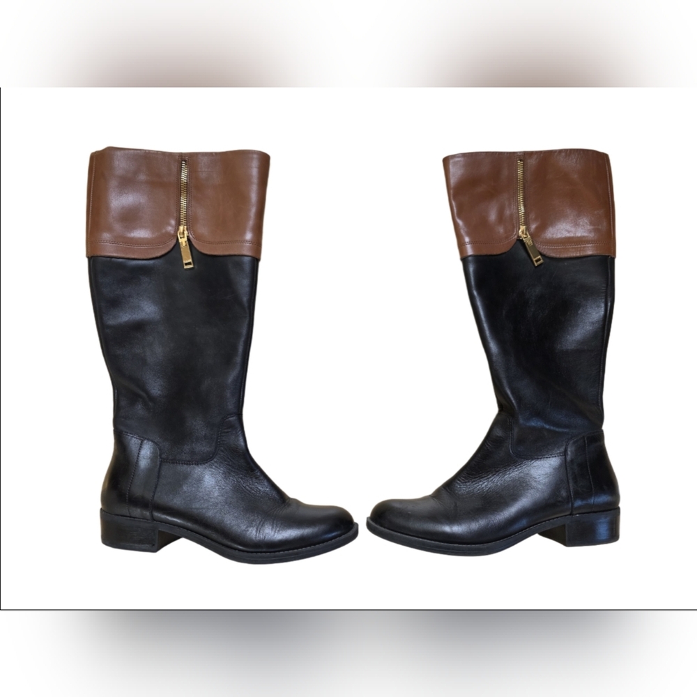 Tommy Hilfiger Low Heeled Black & Tan Riding Boots Size 7 EUC